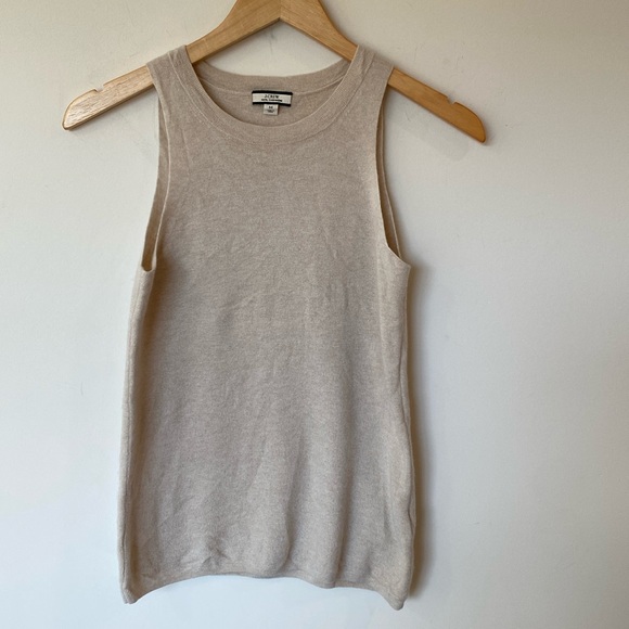 J.Crew 100% Cashmere Sweater Tank Vest Beige Medium soft - Picture 1 of 10
